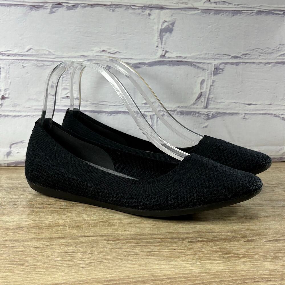 Allbirds Tree Breezers Black Knit Ballet Flats Women's 9 Slip On Shoes